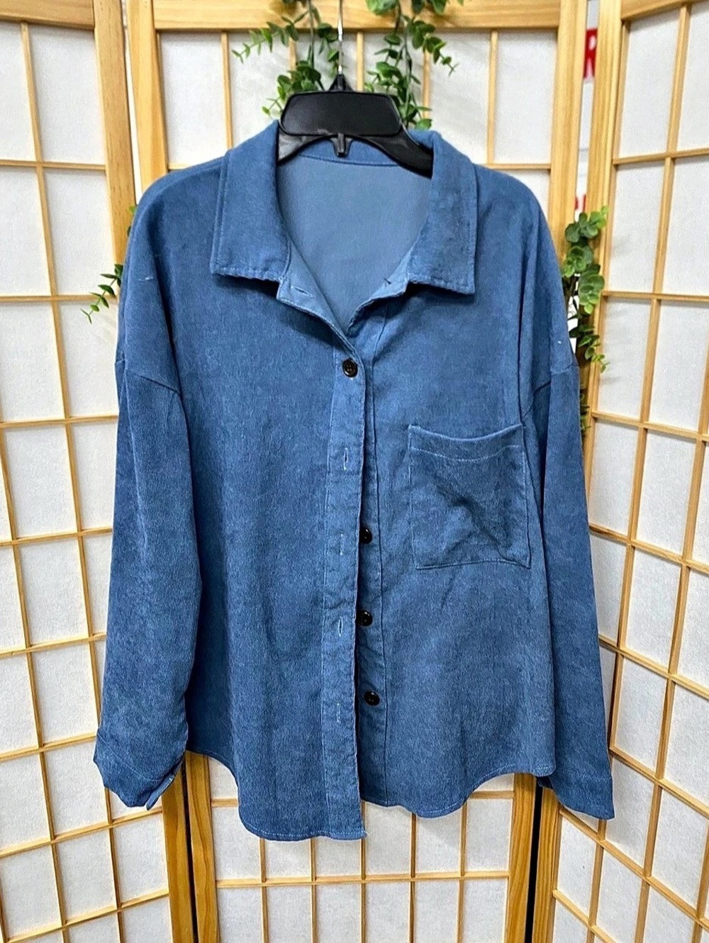 SHEIN Button Down Shirt in Blue Size Medium